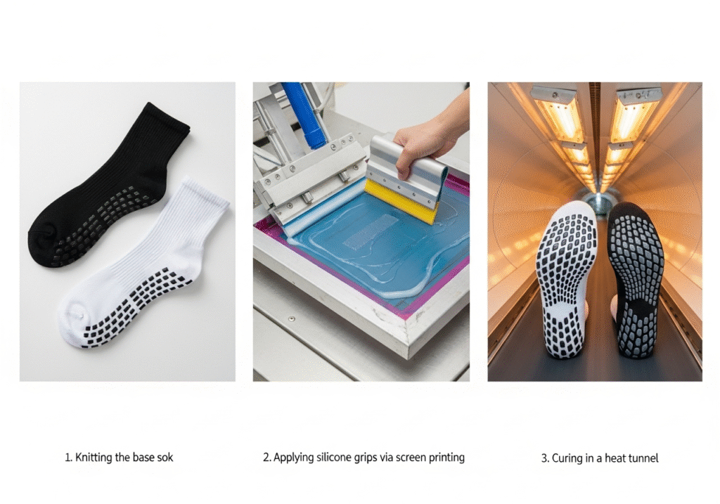 screen printing grips onto socks