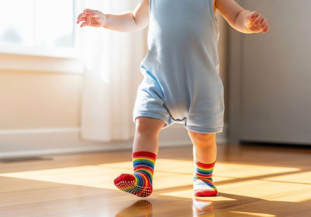 toddler wearing grip socks