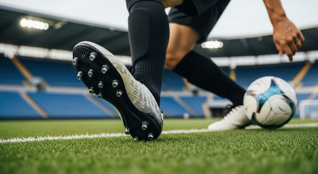 soccer player turning wearing grip socks