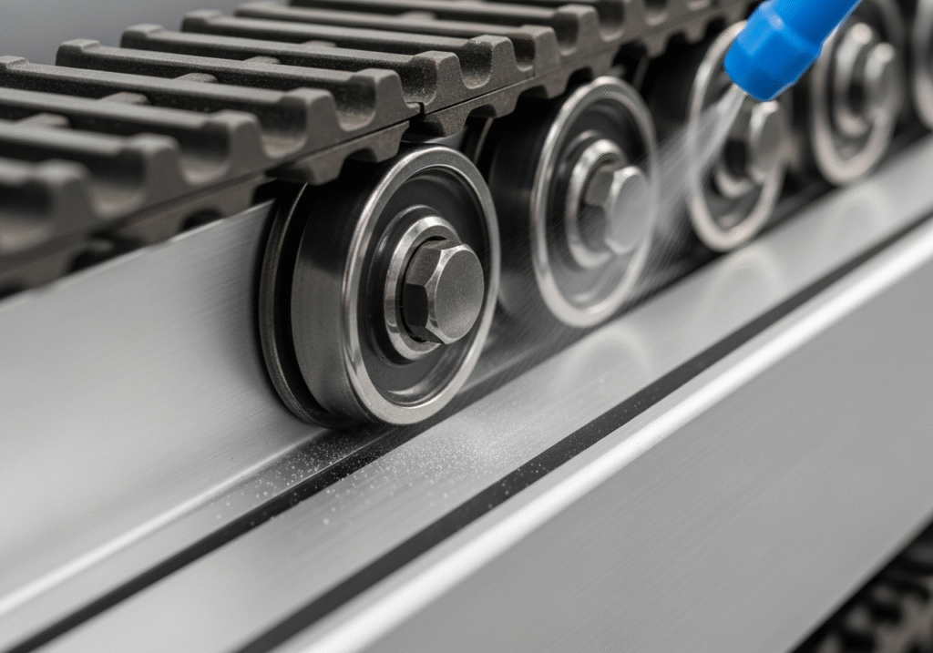 A close-up shot of a ball-bearing carrier gliding effortlessly inside a clean curtain track channel