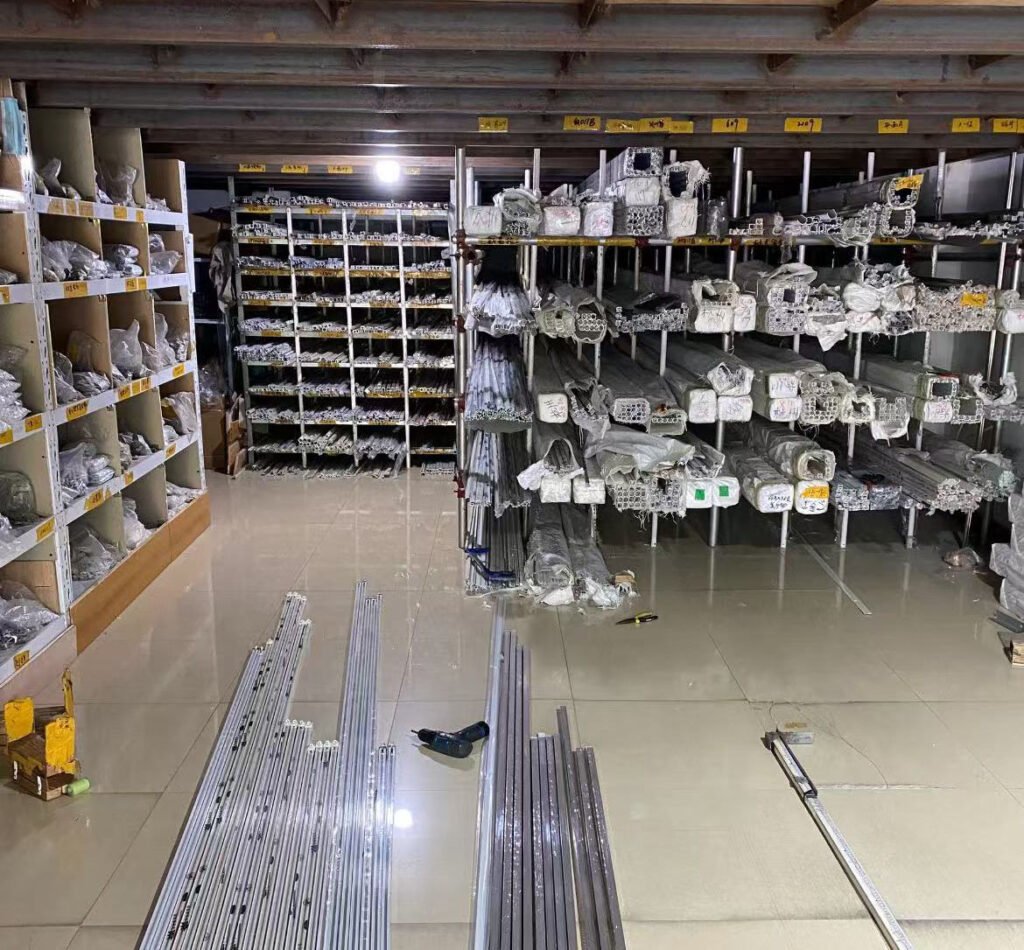 A quality inspection of a curtain track in a factory