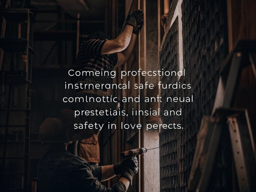 A team of uniformed professional installers working together in a large commercial space