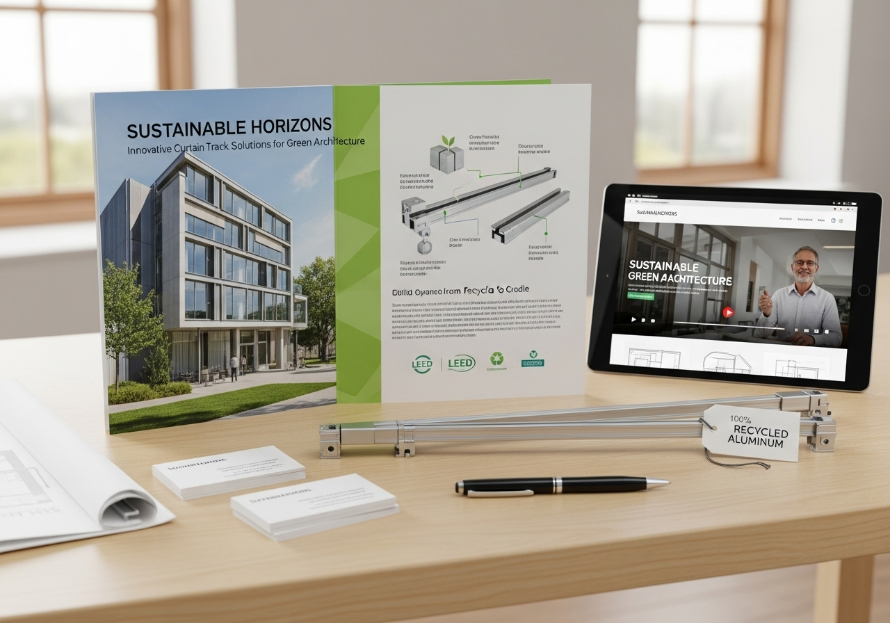 How can brands market sustainable curtain tracks to green architects?