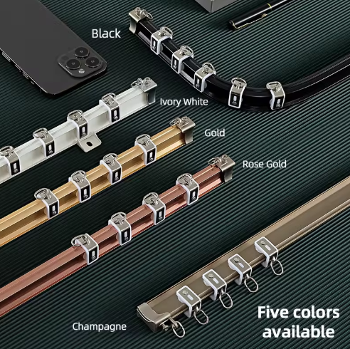 Sustainable Lifecycle of Aluminum Curtain Tracks An infographic showing the lifecycle of an aluminum curtain track: from recycled material, to manufacturing, to hotel use, and back to being recycled.