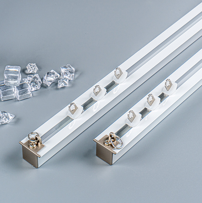Concealed recessed straight curtain track for ceiling installation with clean minimalist design