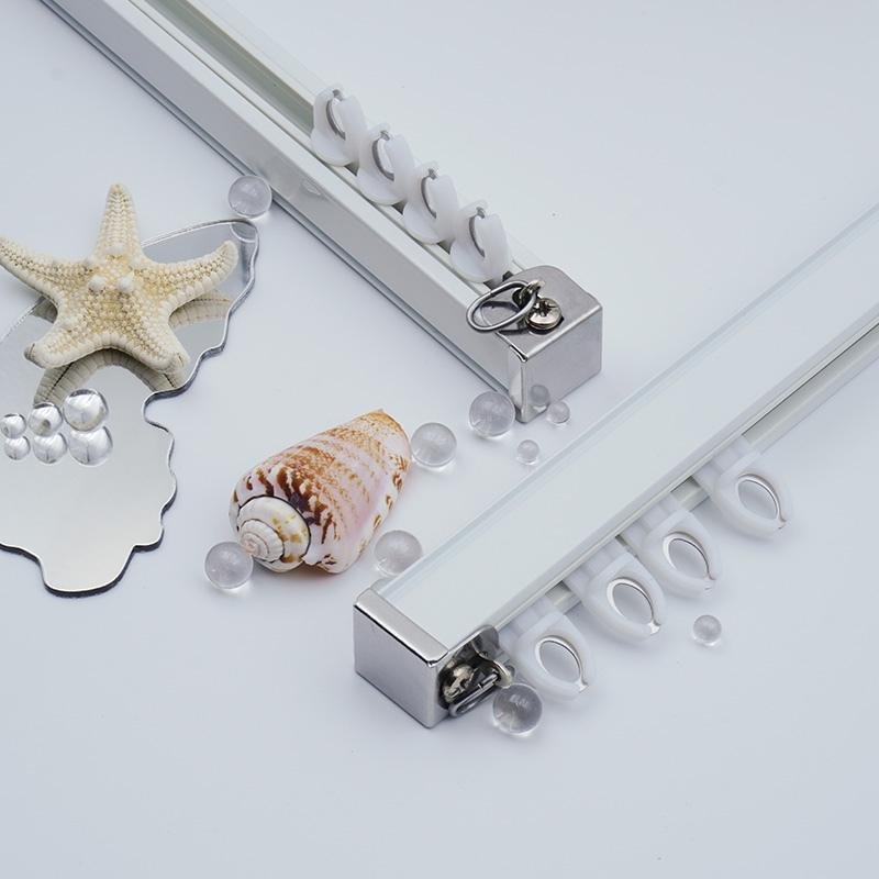 G107 straight curtain tracks with powder-coated aluminum profile for commercial and hotel projects