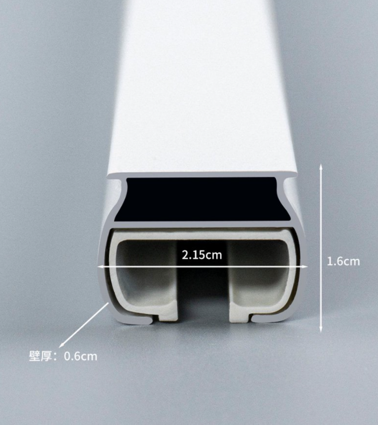 Close-up cross-section view highlighting the robust 1.2mm thick aluminum alloy construction of the Delicate Straight Track for superior durability.