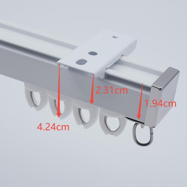 G107 straight curtain track thickness diagram showing 1.8 mm aluminum wall thickness